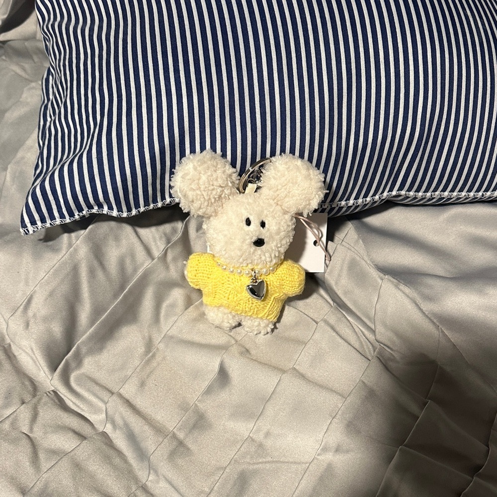 Yellow and White Plush Key chain - Picture 4 of 5